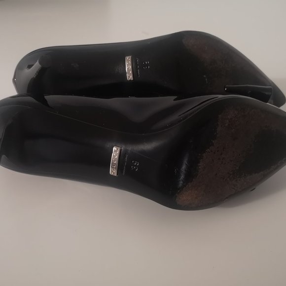 Gucci Leather Vernice Crystal Black Heels - Picture 4 of 6